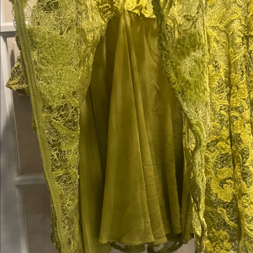 Free People Chartreuse Lace Flare Dress - Picture 5 of 10